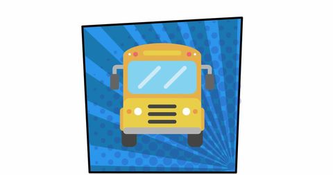 Bright Yellow School Bus Over Abstract Blue Background