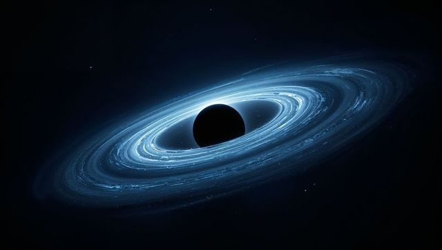 Swirling accretion disk orbiting black hole in deep space