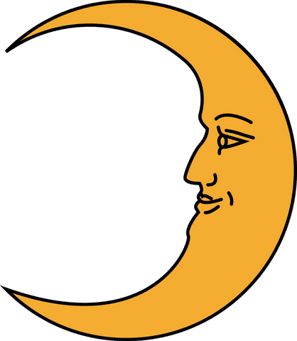 artistic crescent moon with detailed face on transparent background - Download Free Stock Videos Pikwizard.com