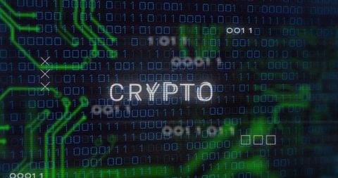 Crypto Text with Binary Code Overlay on Digital Background - Download Free Stock Images Pikwizard.com