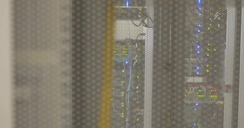Network switches with blinking leds in modern data center