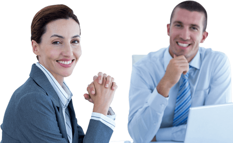 transparent business professionals smiling at work - Download Free Stock Videos Pikwizard.com