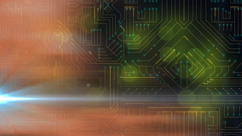 Futuristic Circuit Board with Abstract Light Entangling Motion