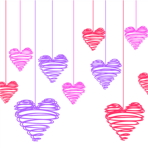 Transparent Heart Illustrations with Spiral Design Enhancing Love Theme