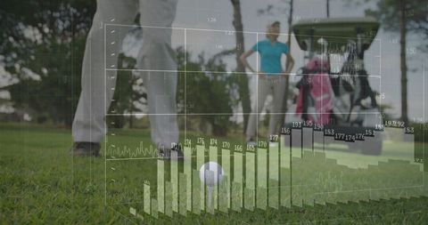 Golfer Analyzing Stats Before Taking Golf Put