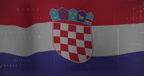 Croatia flag overlayed with digital financial data