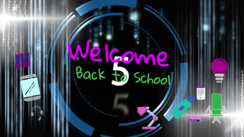 Welcome Back to School Animated Countdown with Technology Theme