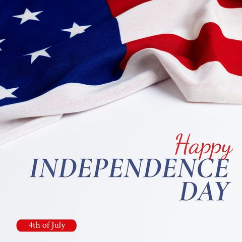 American Flag and Happy Independence Day Text on White Background - Download Free Stock Templates Pikwizard.com