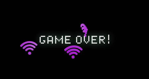Glowing Game Over Text with WiFi Symbols on Black - Download Free Stock Images Pikwizard.com