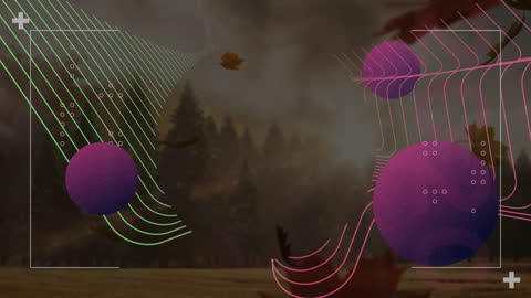 Abstract Shapes Over Autumn Forest Landscape