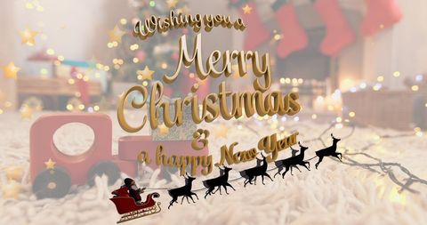 Festive Merry Christmas Greeting Santa Claus Sleigh Decoration - Download Free Stock Images Pikwizard.com