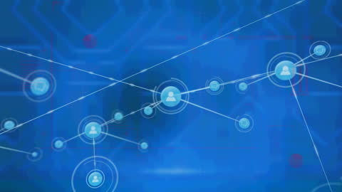 Digital Networking Profile Icons on Blue Background