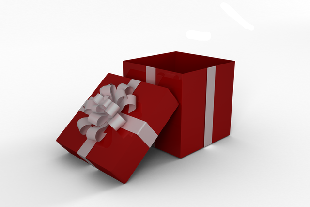 Red and White Gift Box with Whispering Transparent Ribbon - Download Free Stock Videos Pikwizard.com