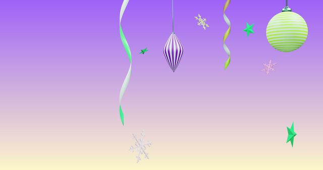 Festive Holiday Ornaments on Pastel Purple Background - Download Free Stock Images Pikwizard.com