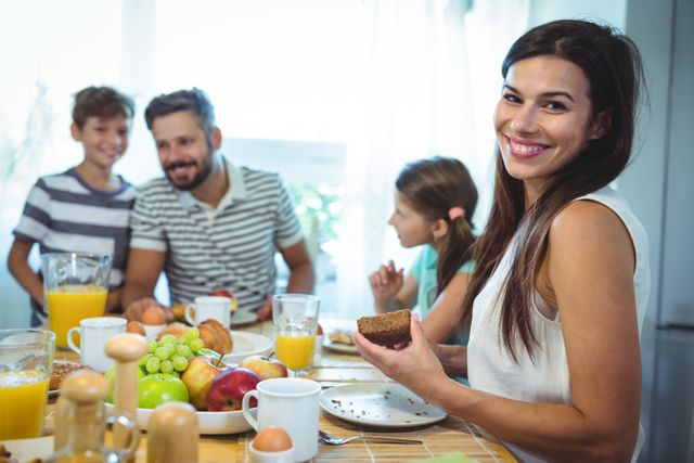 Perfect for illustrating family bonding moments, healthy breakfast routines, and domestic life. Ideal for use in advertisements, family-oriented content, and lifestyle blogs.