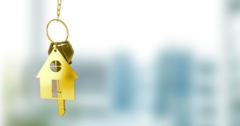 Luxury Gold House Keychain with Keys on Chain for Real Estate and Branding