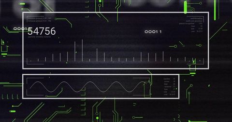 Futuristic Digital Interface on Neon Circuit Background