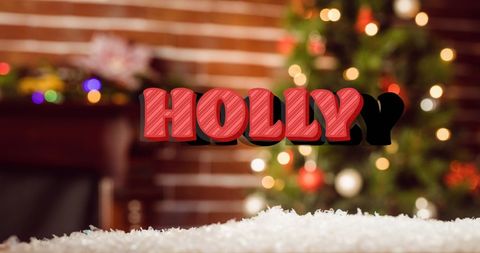 Festive Christmas Greeting with Decorated Tree in Background