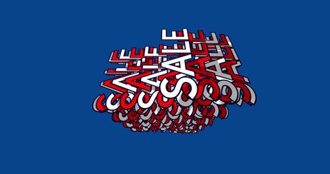 Hypnotic zigzag sale text on blue background