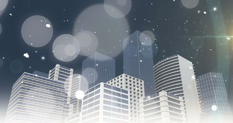 Christmas Snowfall Over Modern Cityscape at Night - Download Free Stock Images Pikwizard.com