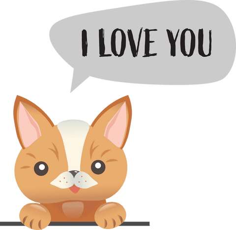 Cute Dog Illustration with I Love You Speech Bubble on Transparent Background - Download Free Stock Videos Pikwizard.com