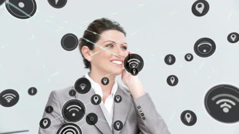 Conceptual Image of Businesswoman Using Wireless Technology