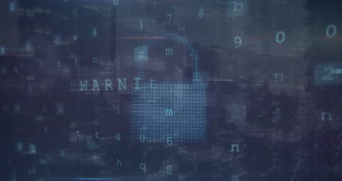 Digital Padlock Animating Over Virtual Data Stream