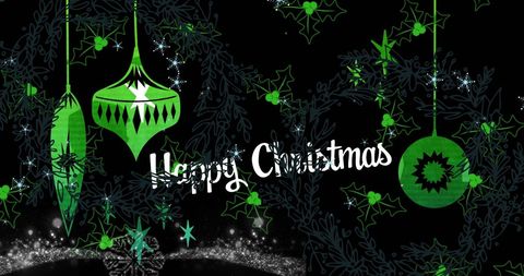 Festive Green Christmas Decorations with Snowflakes