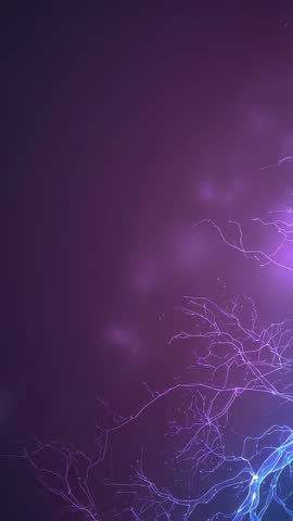 Vertical video: Luminous electric branches pulsing across violet field