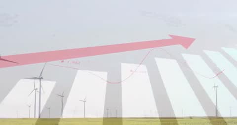 Renewable Energy Growth Concept with Wind Turbines and Graph Overlay