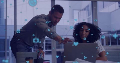 Digital Strategy Team Discussing Network Connections in Modern Office