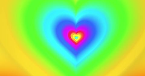 Vibrant Multi-Colored Digital Heart Tunnel Abstract Background