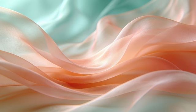 Flowing pastel chiffon layers creating soft silk waves with delicate sheer luxury texture