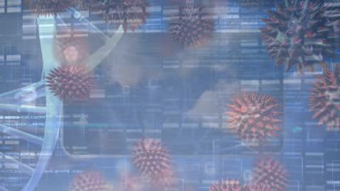 COVID-19 Viral Cells Floating Amidst Digital Interface