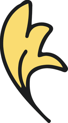 Abstract yellow three-lobed shape transparent