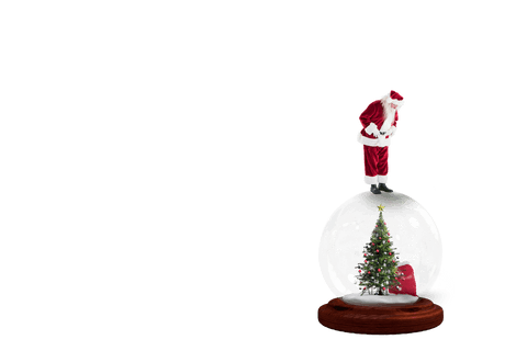 santa claus standing on transparent snow globe with festive scene - Download Free Stock Videos Pikwizard.com