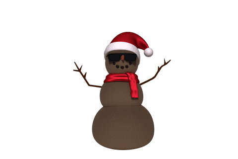 Transparent Snowman with Santa Hat and Sunglasses Illustration