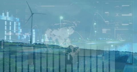 Sustainable energy and global economy concept composite