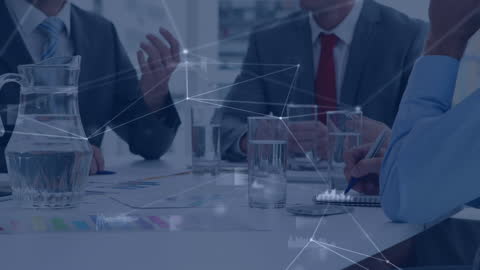 Collaborative Business Meeting with Digital Connections Overlay