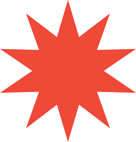 Abstract red star shape on transparent background for design