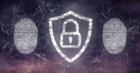Cyber Security Symbol with Biometrics and Network Background - Download Free Stock Images Pikwizard.com