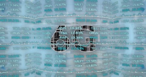 Digital 6g stock market overlay across ocean background