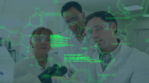 Team of Scientists Working with High-Tech Data Visualization