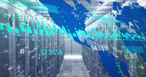 Digital Interface and Global Connectivity in Modern Server Room - Download Free Stock Images Pikwizard.com