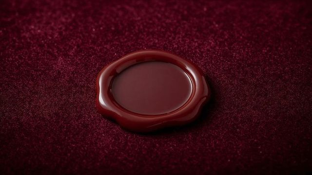Red wax seal on elegant velvet fabric background