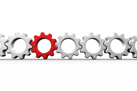 transparent gears alignment with unique red cog integration - Download Free Stock Videos Pikwizard.com