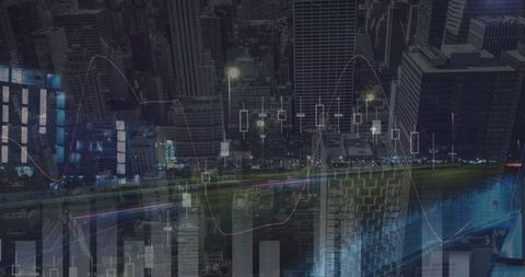 FinTech Innovation Visualizing Cityscape with Data Graphics - Download Free Stock Images Pikwizard.com