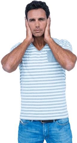 Transparent Portrait of Man Covering Ears - Download Free Stock Videos Pikwizard.com