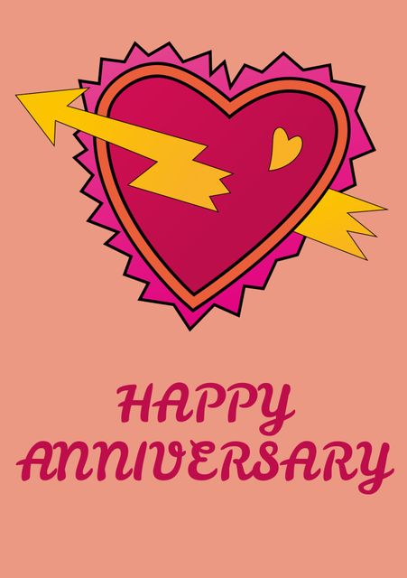 Celebrating love and commitment, a vibrant heart pierced by a lightning bolt captures the excitement and passion of an anniversary. This electrifying design can also be tailored for Valentine's Day greetings or romantic event invitations.