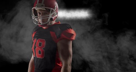 American Football Player in Action Packed Cinematic Scene